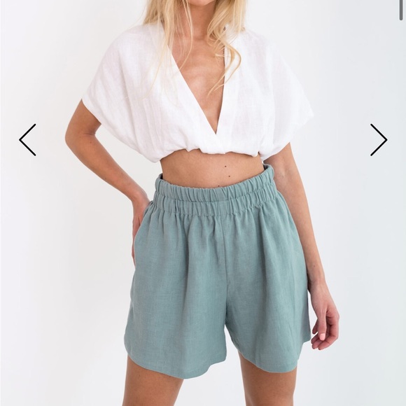Black Linen Shorts - Picture 3 of 7